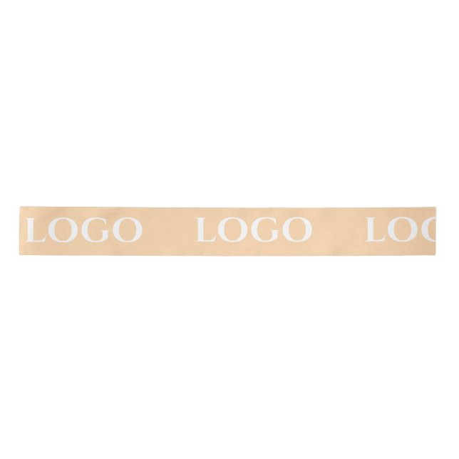 RUBAN EN SATIN STYLISH MODERN CUSTOMIZED YOUR LOGO MINIMAL BEIGE (Devant)