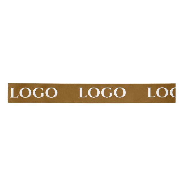 RUBAN EN SATIN STYLISH MODERN CUSTOMIZED YOUR LOGO MINIMAL BROWN (Devant)