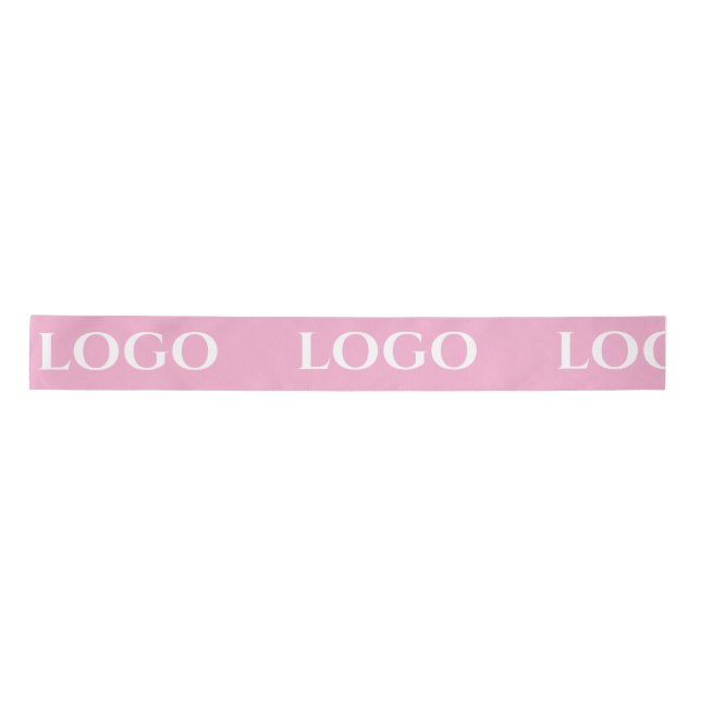RUBAN EN SATIN STYLISH MODERN CUSTOMIZED YOUR LOGO MINIMAL PINK (Devant)