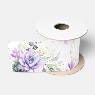 Ruban En Satin Succulentes feuilles dorées verdure Élégant Botani