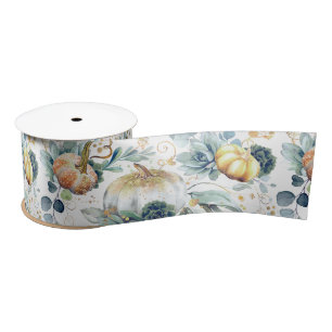 Ruban En Satin Succulentes verdure et citrouilles dorées Fête d'a