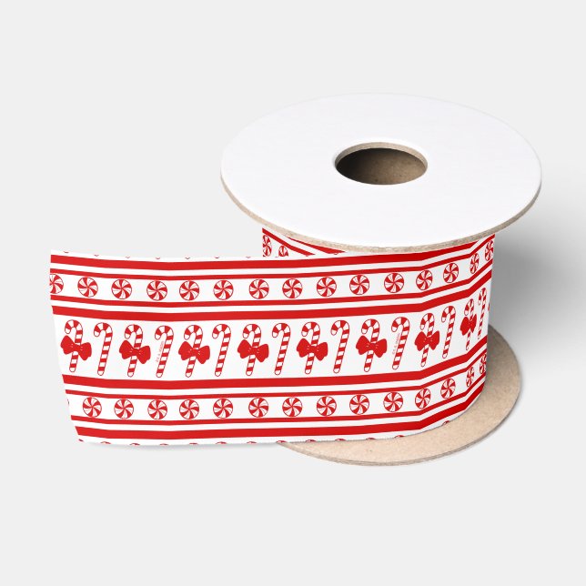 Ruban En Satin Sucres de canne de Noël (Bobine)