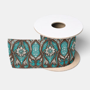 Ruban En Satin Sud Turquoise Brown Pays Ouest Floral