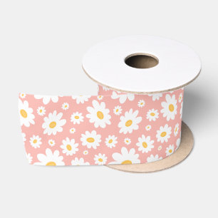 Ruban En Satin Super Blush Boho Daisy Floral Garden Motif