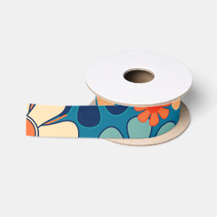 Ruban En Satin Super rétro 60s les années 70 modèle floral