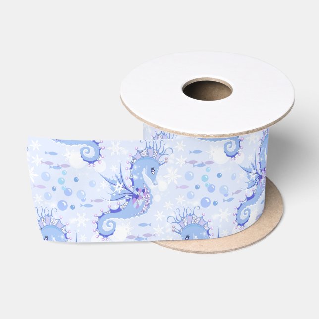Ruban En Satin Sweet Lavender Blue Seahorse Océan nautique (Bobine)