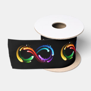 Ruban En Satin Symbole de l'infini des comètes arc-en-ciel