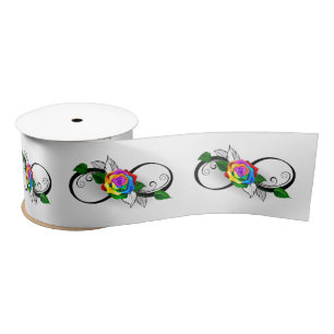 Ruban En Satin Symbole d'infini avec Rose arc-en-ciel