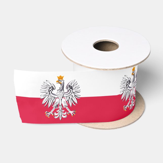 Ruban En Satin Symbole drapeau et aigle polonais, vacances en Pol (Bobine)