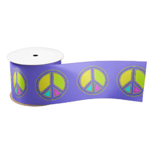 Ruban En Satin Symbole PAIX avec des couleurs remplies