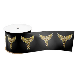 Ruban En Satin Symbole Polygonal Or Caduceus