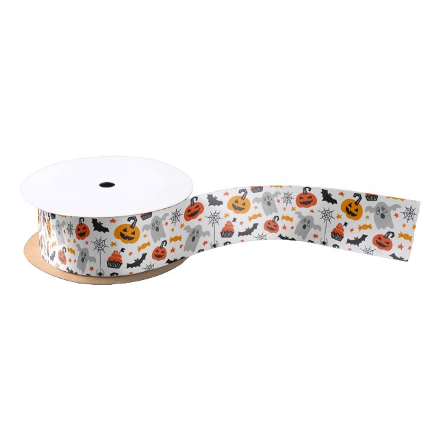 Ruban En Satin Symboles d'Halloween sans couture motif 2 (Bobine)