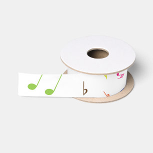 Ruban En Satin Symboles musicaux dans des couleurs d'arc-en-ciel