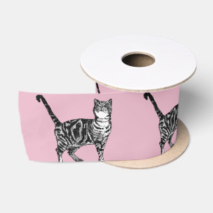 Ruban En Satin Tablette rose Chats Cuisine en satin Ribbon