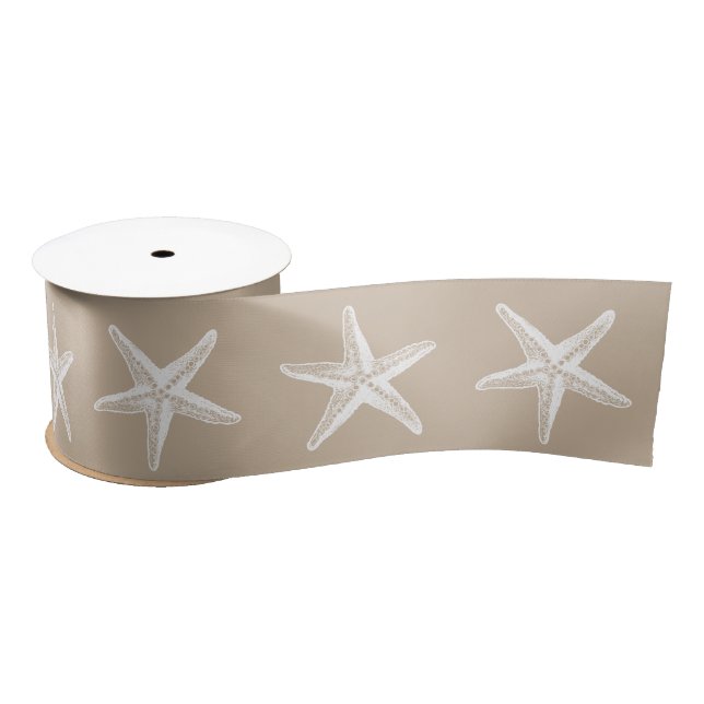 Ruban En Satin Tan Kraft White Starfish (Bobine)