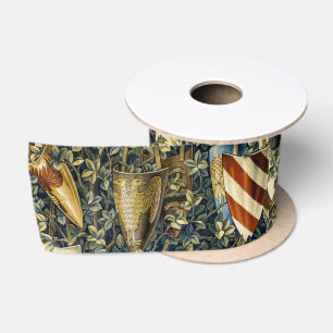 Ruban En Satin Tapisserie Art Vintage Cerf & Boucliers de William