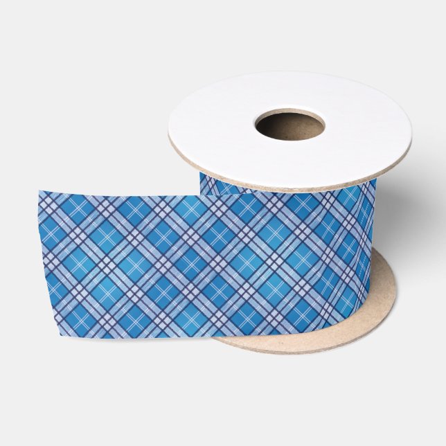Ruban En Satin Tartan bleu (Bobine)