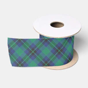 Ruban En Satin Tartan bleu vert motif diamant diagonal carreaux