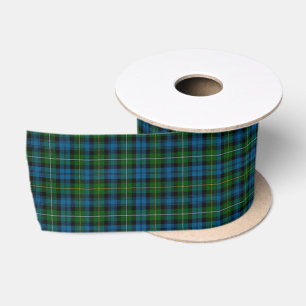 Ruban En Satin Tartan du jour de St Patrick - bleu/vert 3"