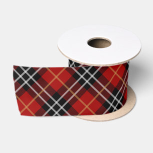 Ruban En Satin Tartan écossais rouge et noir
