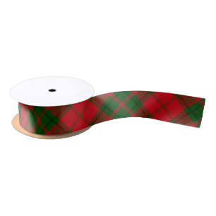 Ruban En Satin Tartan rouge classique vert plaid