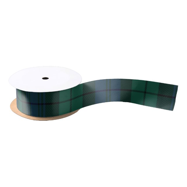 Ruban En Satin Tartan rustique classique à pâte verte (Bobine)