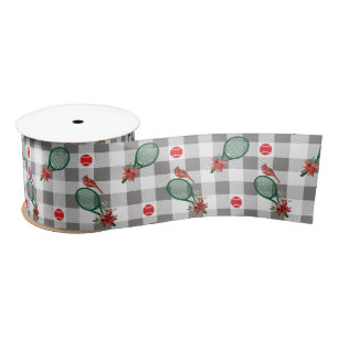 Ruban En Satin Tennis Noël, gris - buffle blanc plaid 