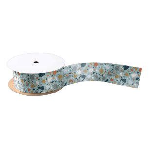 Ruban En Satin Terrazzo En Bleu