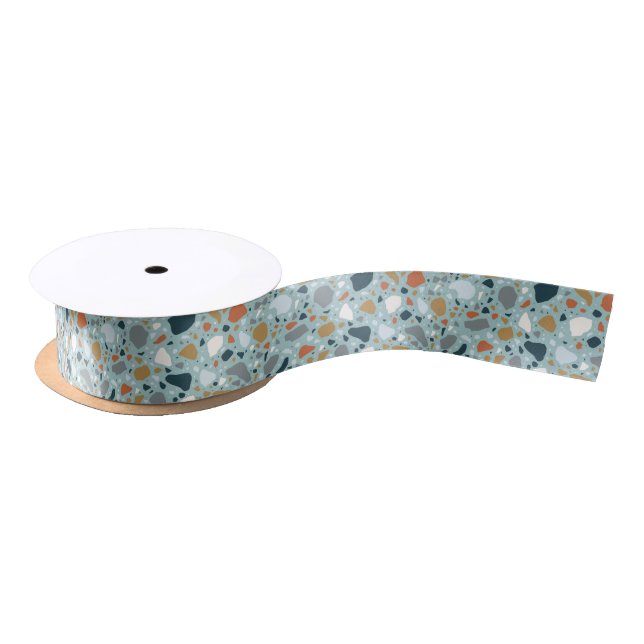 Ruban En Satin Terrazzo En Bleu (Bobine)