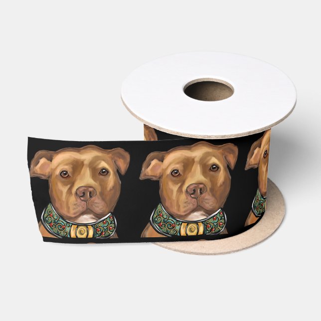 RUBAN EN SATIN TERRIER AMÉRICAIN DU STAFFORDSHIRE (Bobine)