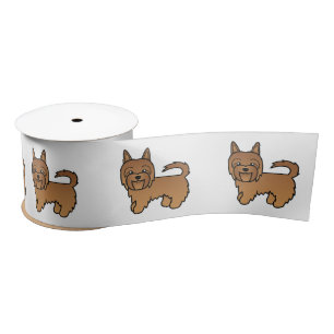 Ruban En Satin Terrier Australien Rouge Chien de Dessin Animé Mig