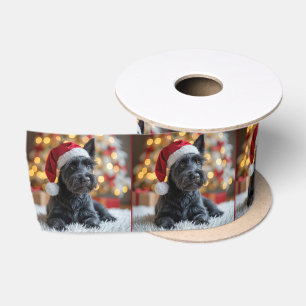 Ruban En Satin Terrier écossais de Noël à la fourrure