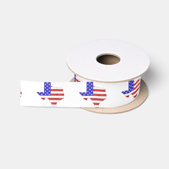 Ruban En Satin Texas Formé Drapeau Américain Patriotique Texan (Bobine)