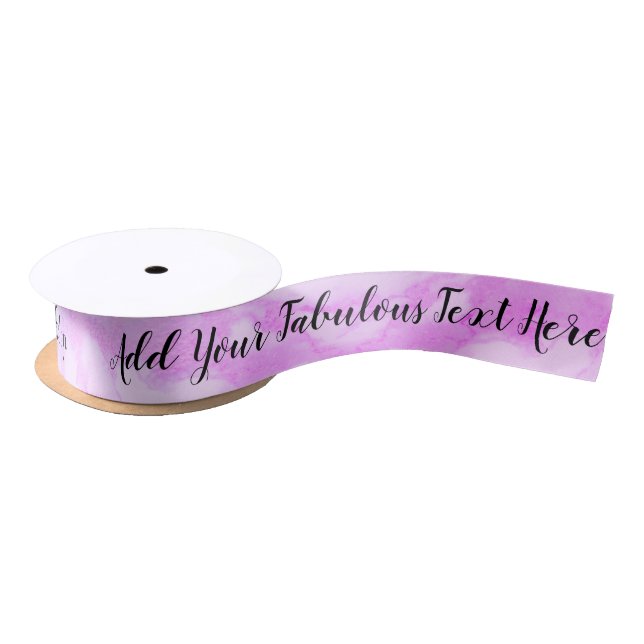 Ruban En Satin Texte de script personnalisé élégant chic violet (Bobine)