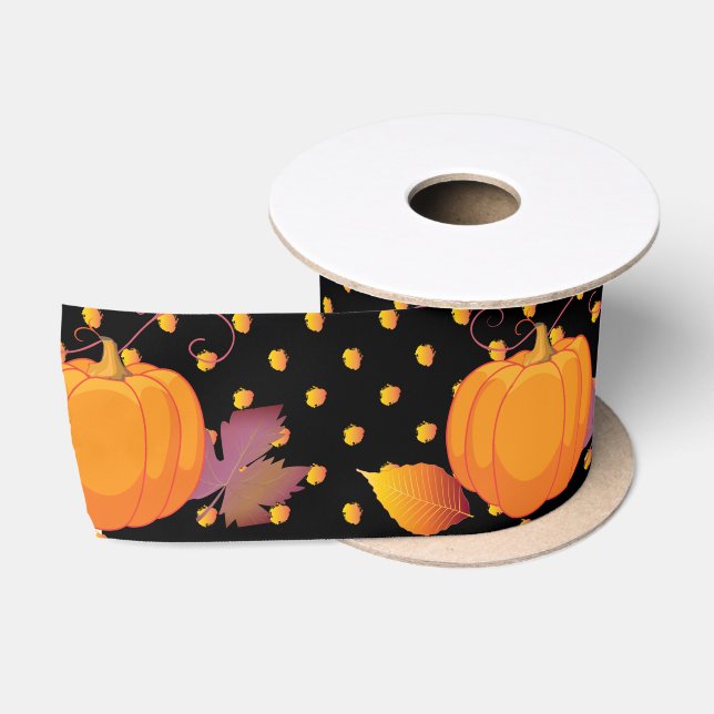 Ruban En Satin Thanksgiving! Friendsgiving Citrouille Feuilles au (Bobine)