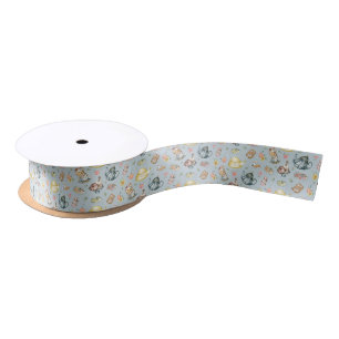 Ruban En Satin Thé d'après-midi vintage et Motif Rose en bleu