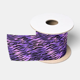 Ruban En Satin Tigre Violet Grandes Fourrure Motif Exotique