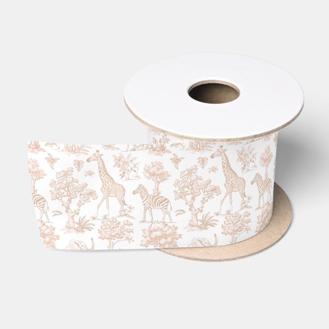 Ruban En Satin Toile de Jouy Safari animaux boho élégant (Bobine)