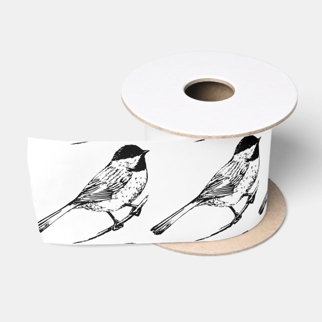 Ruban En Satin Tonnerre de chickadee noir (Bobine)
