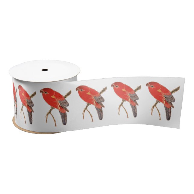 Ruban En Satin Tonnerre de perroquet rouge tropical (Bobine)