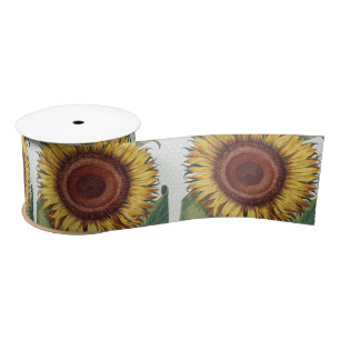 Ruban En Satin Tournesol Vintage Damas Fleur Art