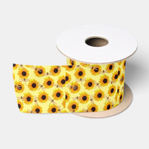 Ruban En Satin Tournesols Et libellules,