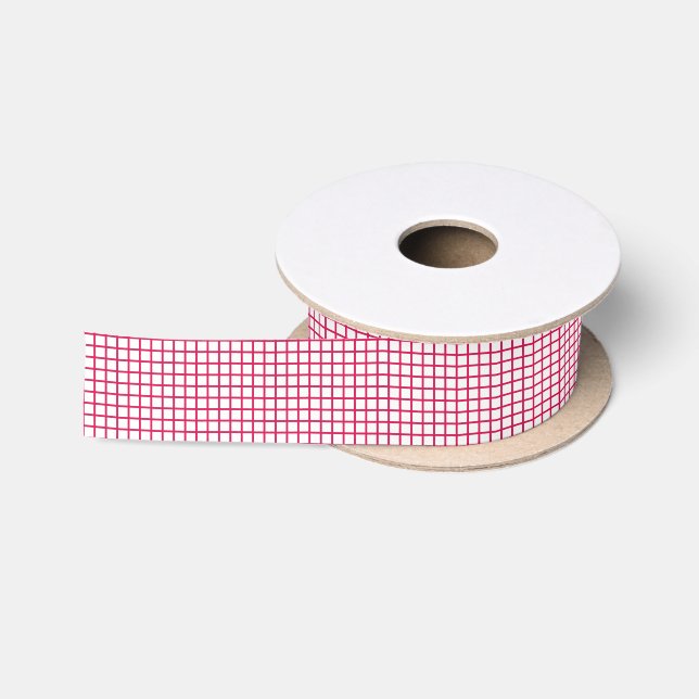 Ruban En Satin Trellis Raspberry - Blanc (Bobine)