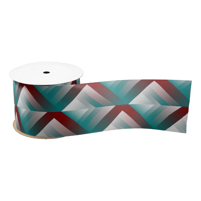 Ruban En Satin triangles gris bordeaux turquoise (Bobine)