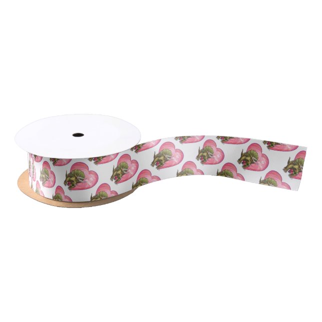 Ruban En Satin Tricératops Red Rose Heart (Bobine)