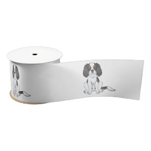 Ruban En Satin Tricolore Cavalier King Charles Spaniel Chien assi
