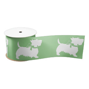 Ruban En Satin Tricot Satiné Chien Scotty Terrier Écossais Chiot 