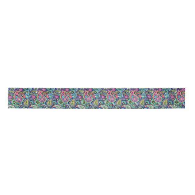 Ruban En Satin Trippy Hippy Retro Paisley (Devant)