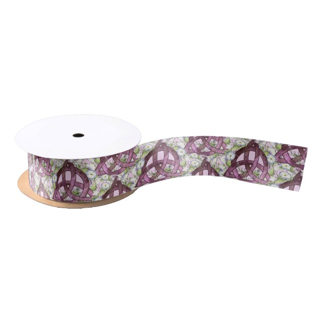 Ruban En Satin Triquetra floral rose pomme celtique (Bobine)