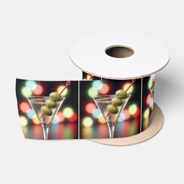 Ruban En Satin Trois olives dans un verre Martini (Bobine)